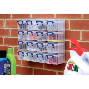 Really Useful Box -  Box muurkubus met 16 opbergdozen van 0,3 liter, transparant