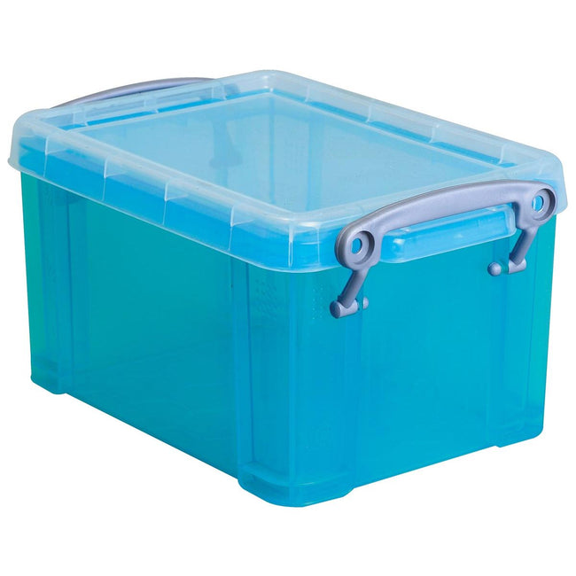 Really Useful Box - Box storage box 1.6 liters, transparent bright blue