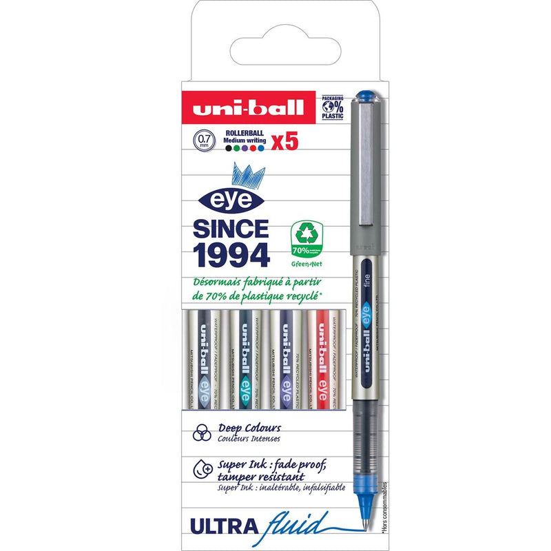 Uni-ball - Penna roller Eye UB157 media assortita 5 pezzi