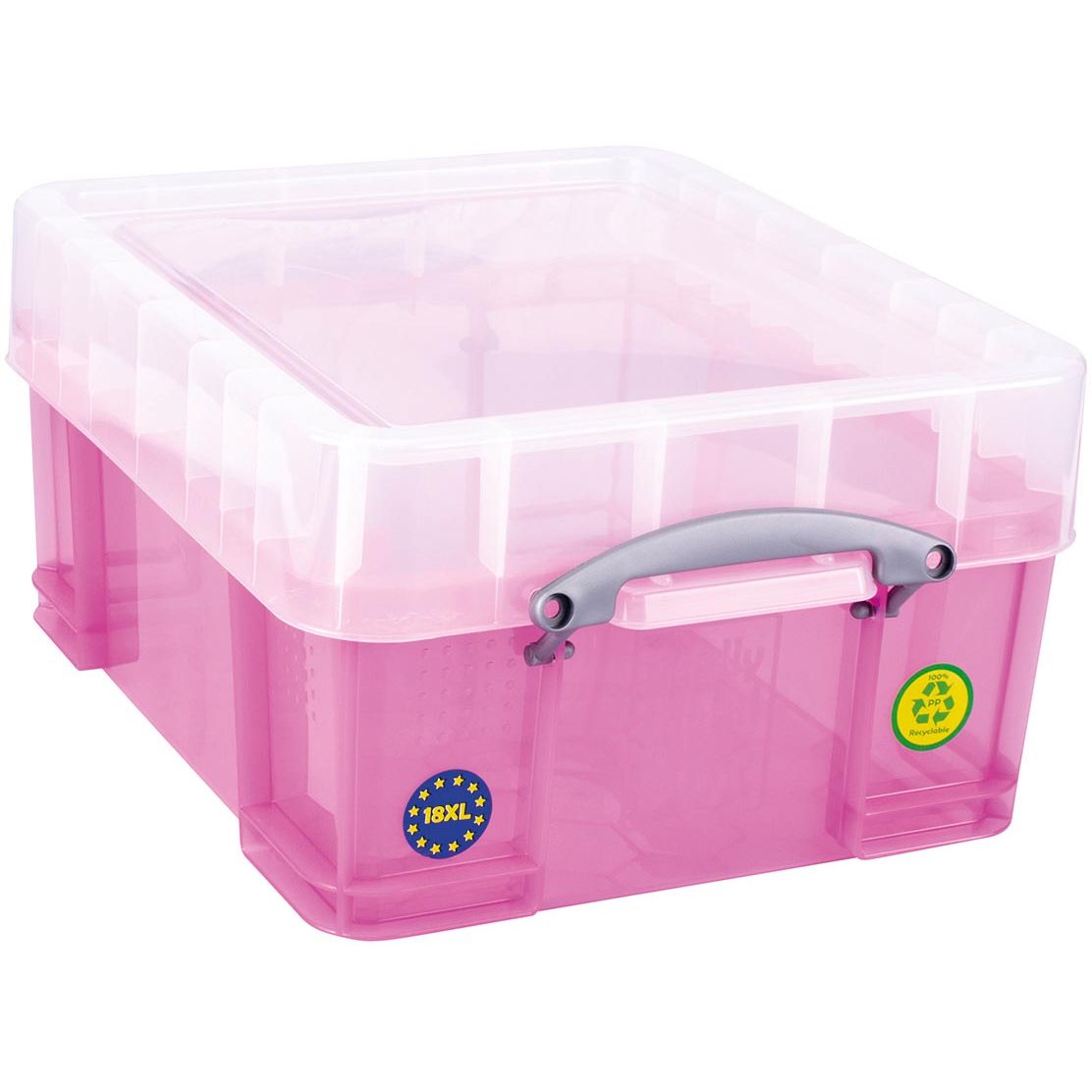 Really Useful Box -  Box opbergdoos 18 liter XL, transparant roze