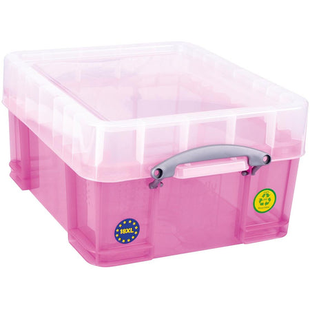 Scatola davvero utile - Scatola portaoggetti 18 litri XL, rosa trasparente