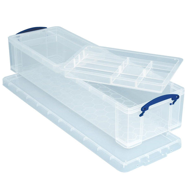 Really Useful Box - Box storage box 22 liters with 2 dividers, transparent