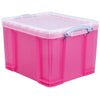 Really Useful Box - Box boîte de rangement 35 litres, transparente, rose vif