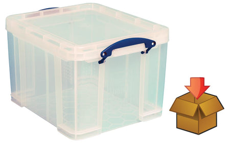 Really Useful Box – Box 35 Liter, transparent, einzeln im Karton verpackt