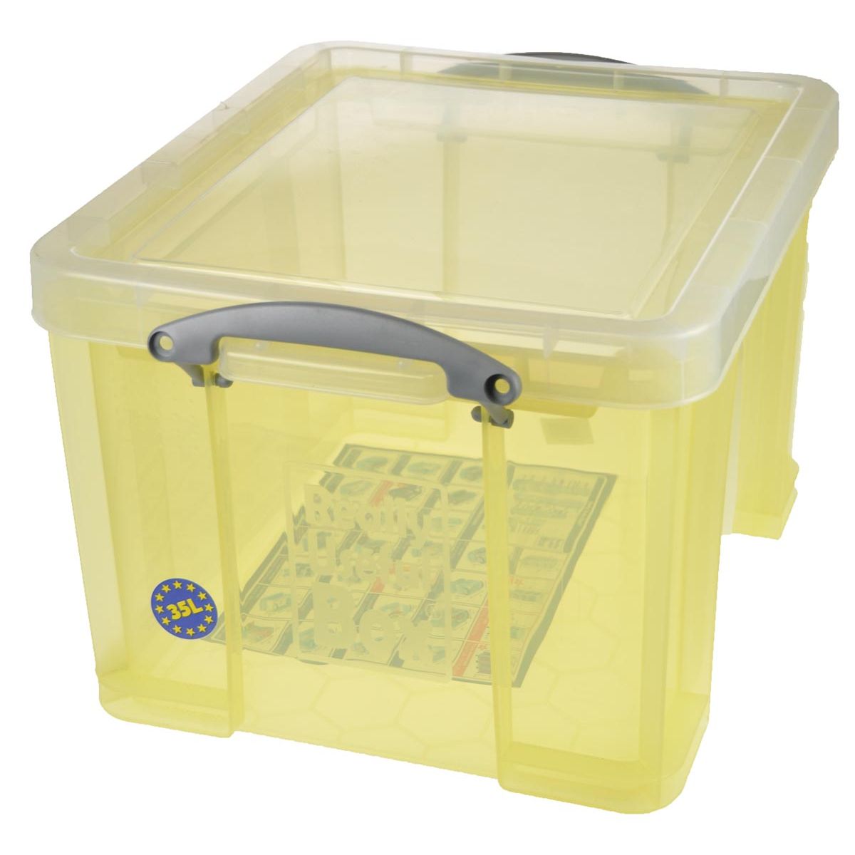 Really Useful Box - Box storage box 35 liters, transparent yellow