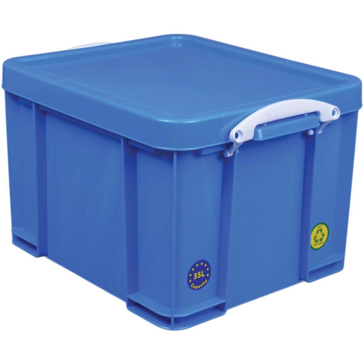 Really Useful Box - Box storage box 35 liters, neon blue with white handles