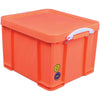 Really Useful Box - Boîte de rangement Box 35 litres, orange fluo avec poignées blanches