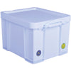 Really Useful Box - Boîte de rangement Box 35 litres, blanc fluo avec poignées blanches