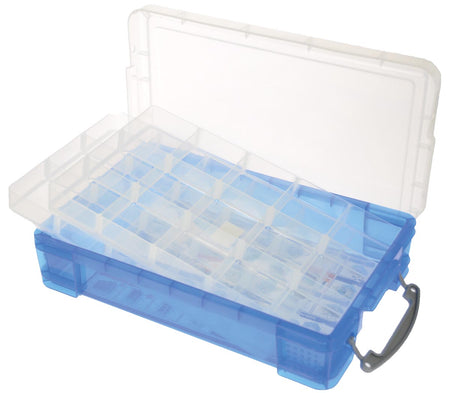 Really Useful Box - Box Aufbewahrungsbox 4 Liter mit 2 Trennwänden, transparent blau