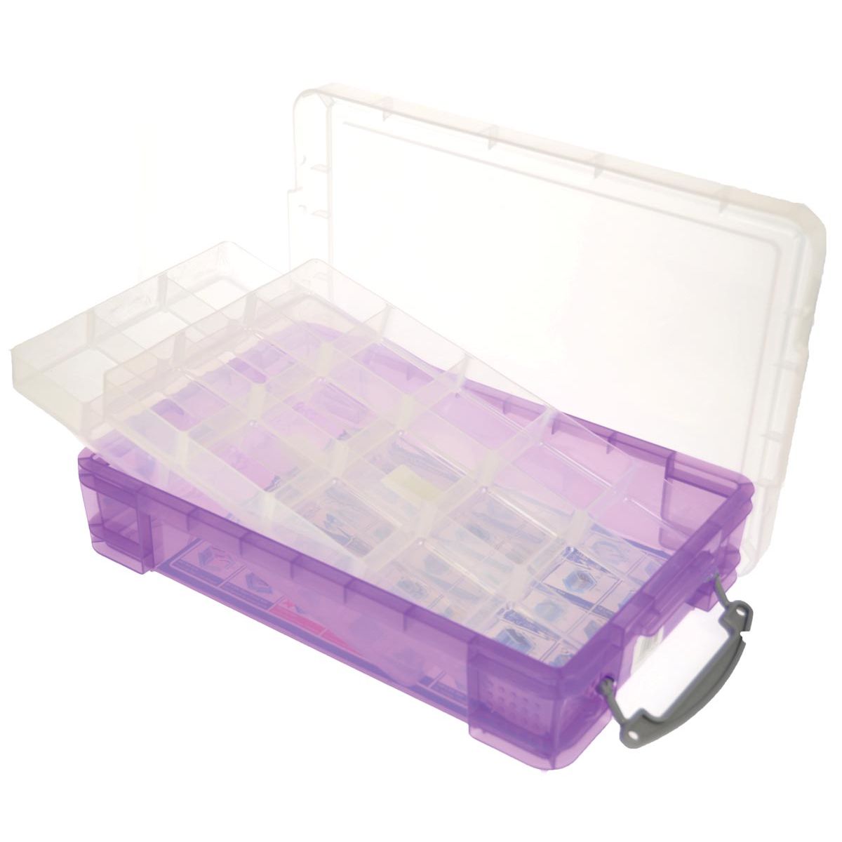 Really Useful Box - Box storage box 4 liters with 2 dividers, transparent purple