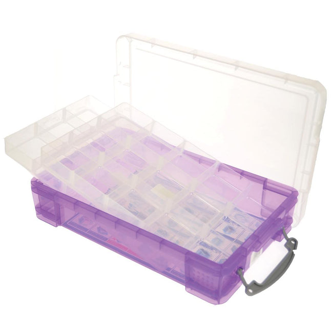 Really Useful Box - Box storage box 4 liters with 2 dividers, transparent purple