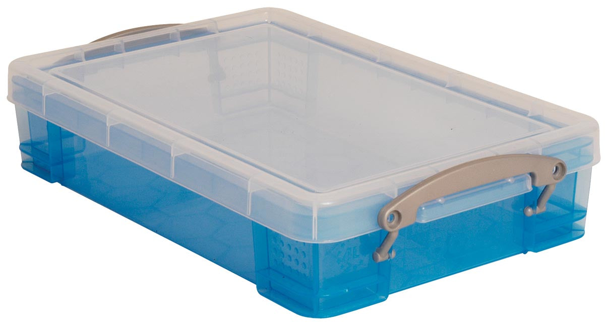Really Useful Box - Caja de almacenamiento de 4 litros, azul transparente