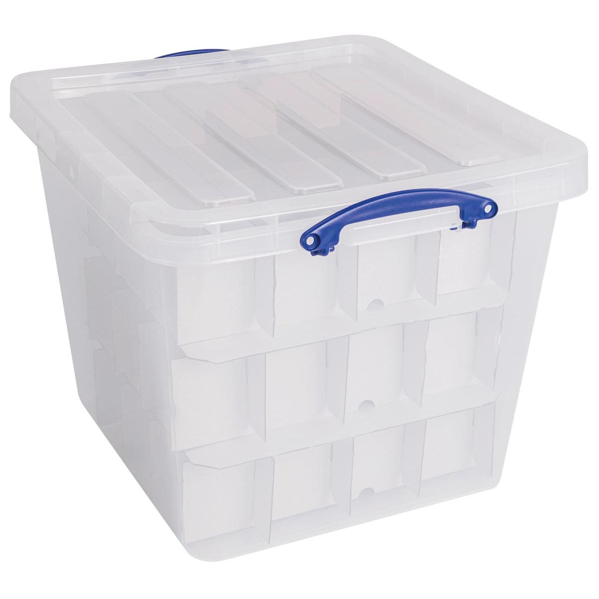 Scatola davvero utile - Scatola portaoggetti, 60 l, con scatola interna, trasparente