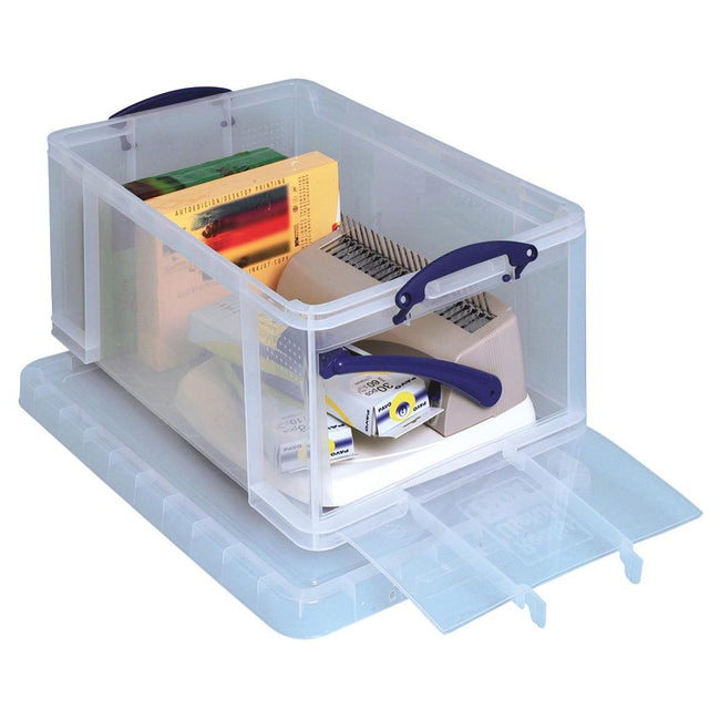 Really Useful Box - Box storage box 64 liters with front opening, transparent