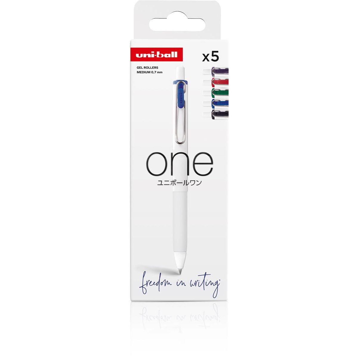 Uni-ball -  ONE gelroller 0,7 mm assorti, set van 5 stuks
