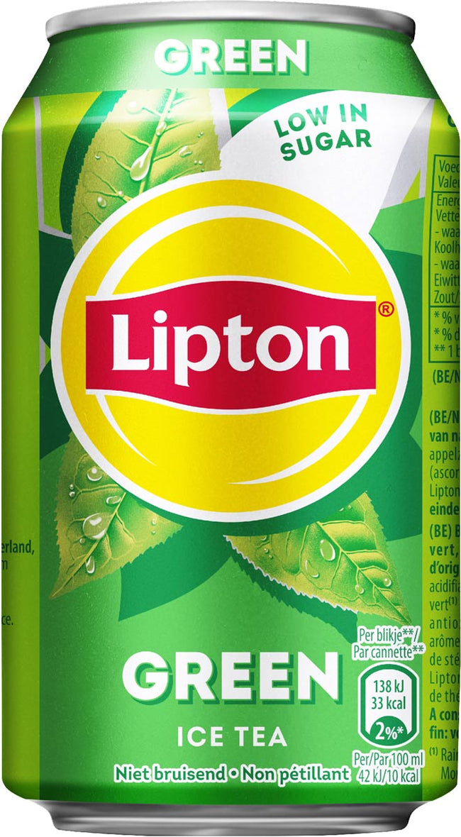 Lipton Ice Tea - Refresco Ice Tea Green, sin gas, lata de 33 cl, paquete de 24