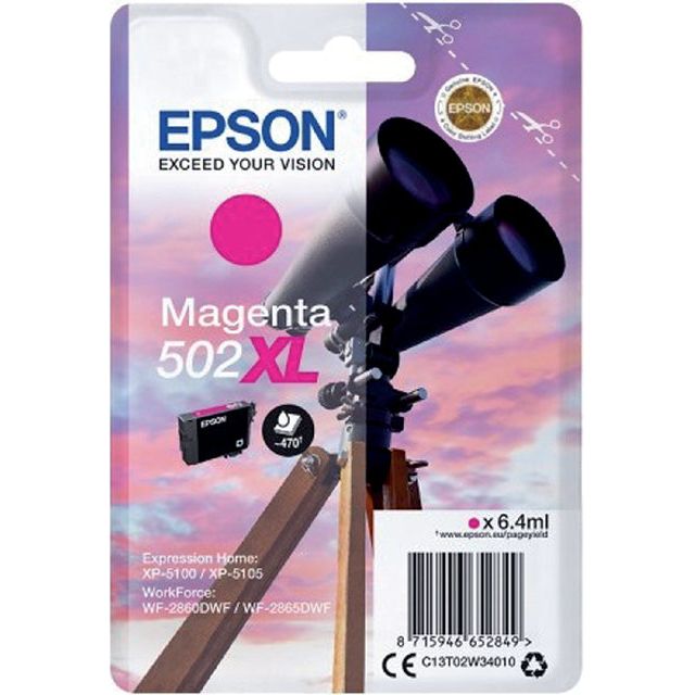 EPSON - Inkcartridge 502xl, 470 pages, OEM C13T02W34010, Magenta