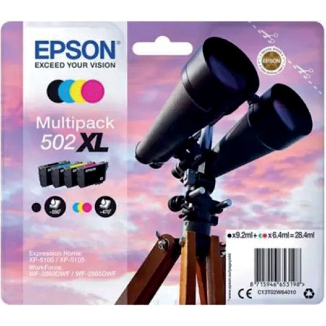 Epson - Inkcartridge Epson 502xl T02W6 Schwarz + 3 Farben | Blasen Sie ein 4 -Stück