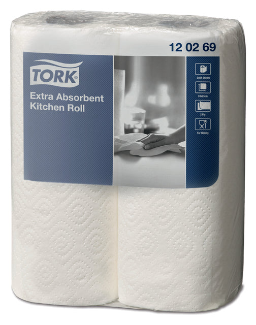 Tork - Rouleau de cuisine Extra absorbant 2lgs blanc 120269 | Prenez un rouleau de 2