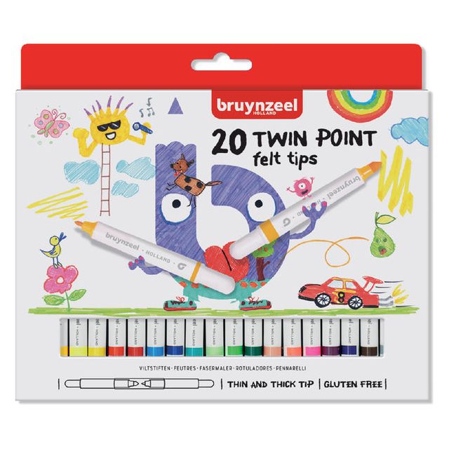 Bruynzeel Kids - Viltstift Kids Twin Points blister à 20 stuks assorti