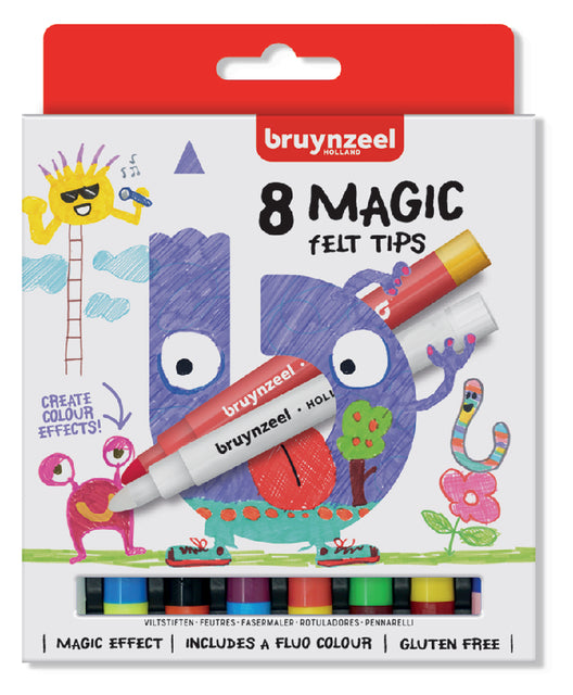 Bruynzeel - Viltstift Kids Magic Points blister à 8 stuks assorti | 6 stuks