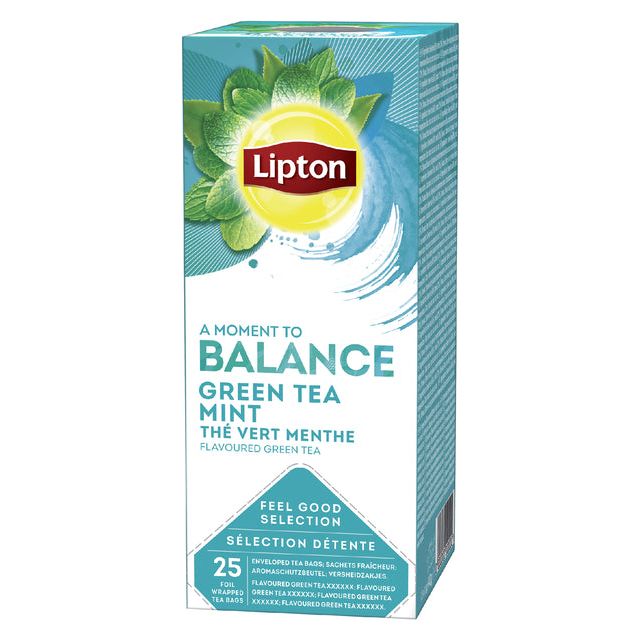 Lipton - Thé Lipton Balance Green Tea Mint 25x1.5gr | Prendre 25 pièces