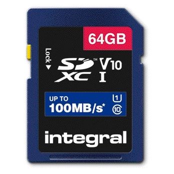 Integral -  INSDX64G-100V10 flashgeheugen 64 GB SD UHS-I