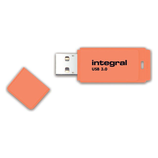 Integral - Neon USB 3.0 stick, 64 GB, oranje