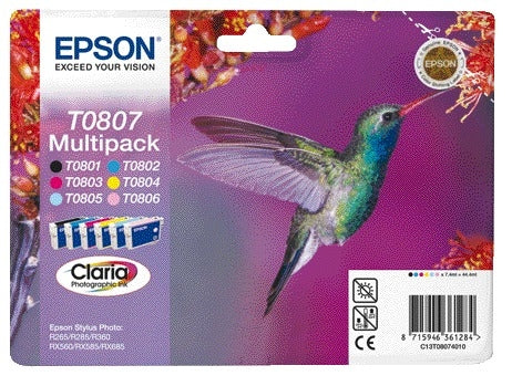 Epson - Tintenpatrone T0807 Schwarz + 5 Farben