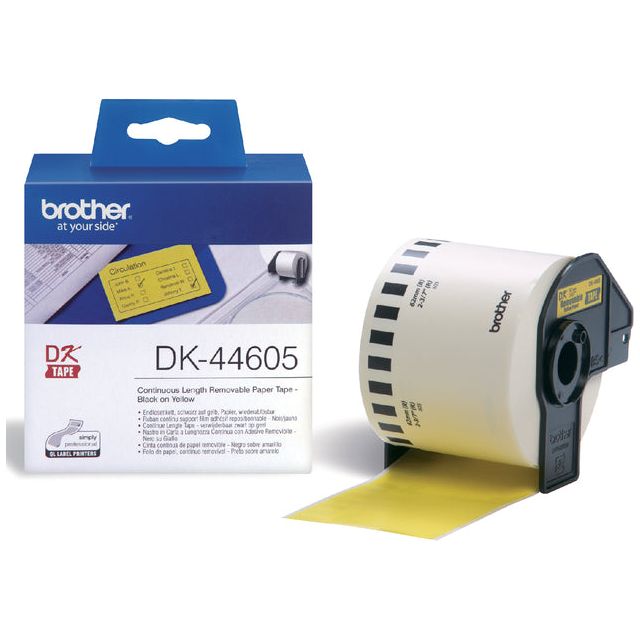 Frère - Label Label Brother DK -44605 62mmx30.48m jaune | Rouleau de 30 mètres