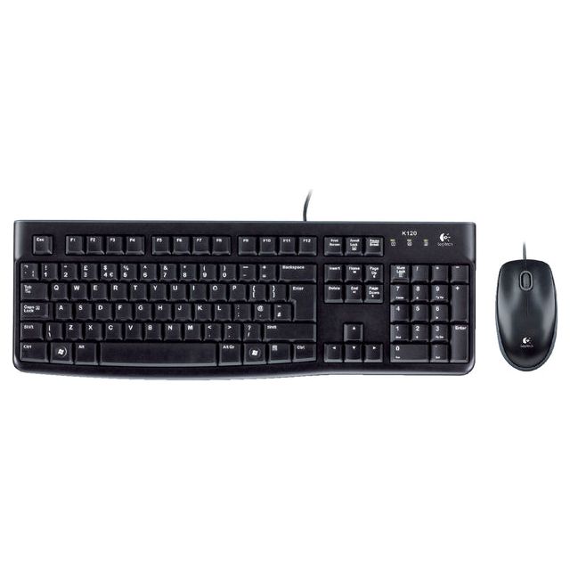 Logitech - Toetsenbord K120 Qwerty +muis zwart