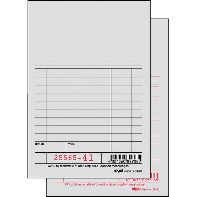 SIGEL - Kassablok Expres SI -40920 150x100mm 50x2vel | 10 morceaux