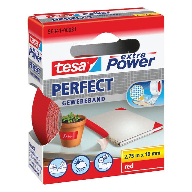 Tesa - extra Power Perfect, ft 19 mm x 2,75 m, rood