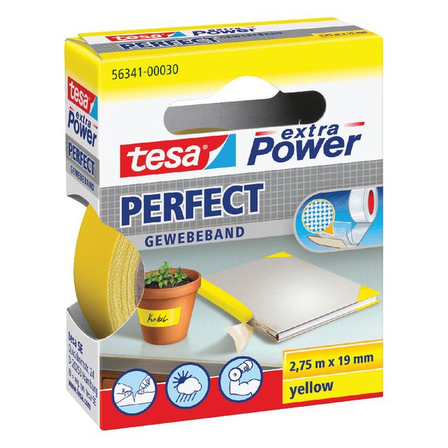 Tesa - Textile parfait 2,75 mx19 mm jaune | 1 pièce | 10 morceaux