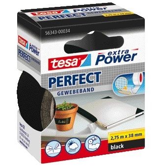 Tesa - Textil ® extra Power Perfect 2,75mx38mm negro | 6 piezas