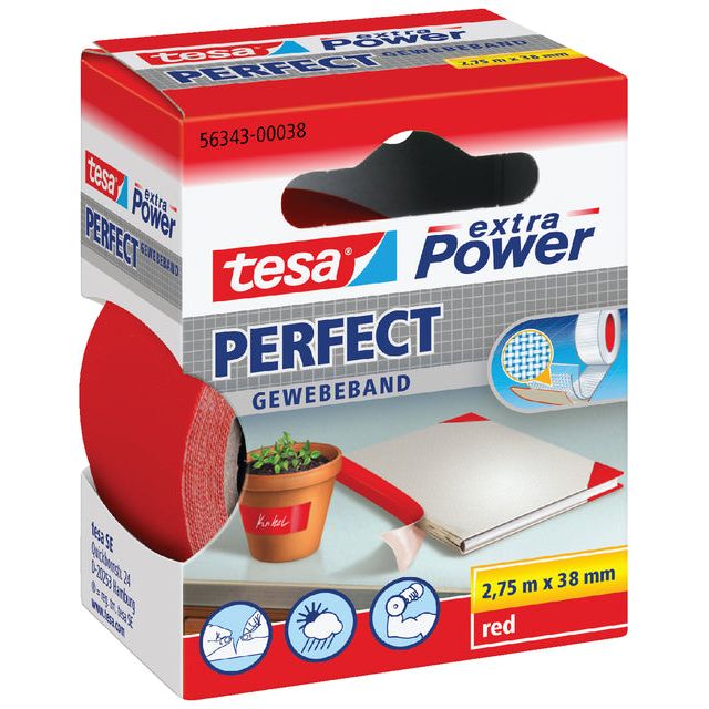 Tesa - Textil perfekt 2,75mx38mm rot | 1 Stück