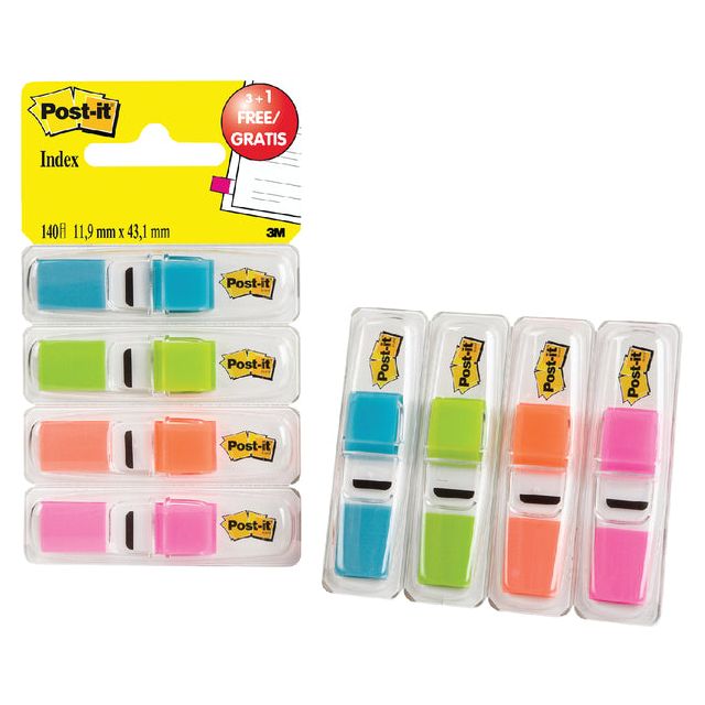 Post-it - Indextabs 6834 11.9mmx43.1mm helder 3+1 gratis assorti