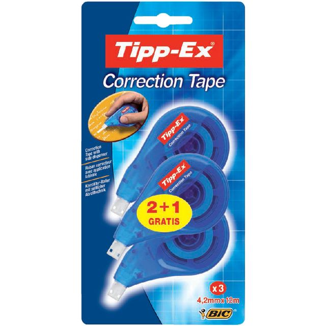 Tipp-ex - Correctieroller 4.2mmx12m zijwaarts blister 2+1 gratis | 10 stuks