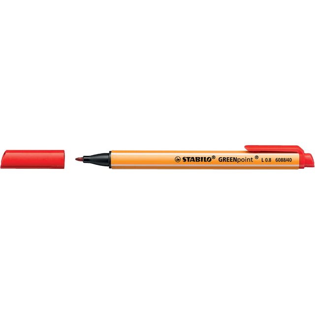 Stabilo - Fineliner Greenpoint 6088/40 Grand rouge | Boîte extérieure une pièce de 10