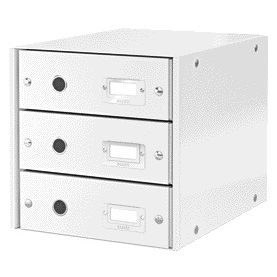 Leitz - Cassettiera WOW Click Store 3 cassetti in cartone riciclato bianco
