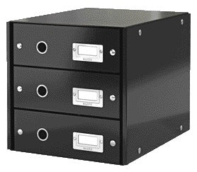 Leitz - Cassettiera Click Store WOW 3 cassetti in cartone riciclato nero