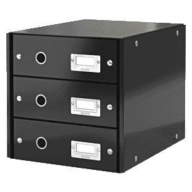 Leitz - Cassettiera Click Store WOW 3 cassetti in cartone riciclato nero
