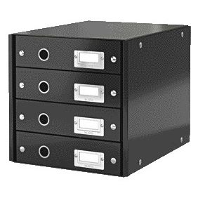 Leitz - Cassettiera WOW Click Store 4 cassetti in cartone riciclato nero