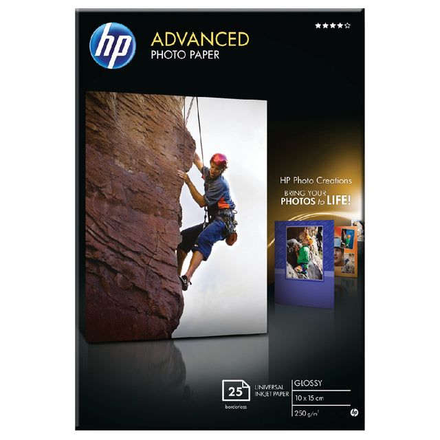 HP - Papier photo HP Q8691A 10cmx15cm 250gr Gloss | Pack de 25 draps