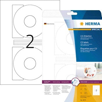 HERMA -  Etiket  5079 cd 116mm wit opaqua 50st