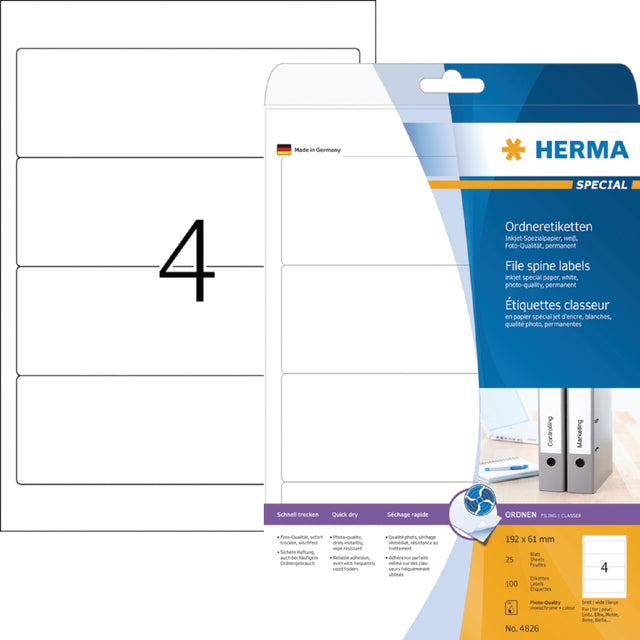 HERMA - Rugetiket 5095 breed 61x192mm zelfklevend wit