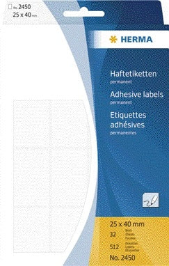 HERMA - Label 2450 25x40mm white 512 pieces