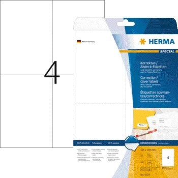 HERMA - Etichetta 4229 105x148mm A6 correzione bianca 100 pezzi
