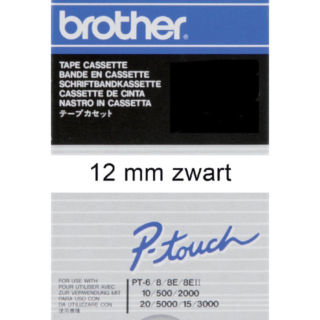 Frère - Labele Brother TC -201 12mmx8m blanc / noir | 1 pièce