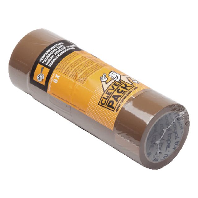 Cleverpack - Emballage Cleverpack 48mmx66m pp Brown | Paquet de 6 rouleaux